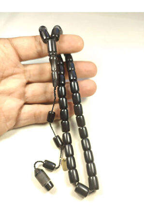 Mesut Elma Usta Eseri Imzalı Mühürlü İnci Siyahı Sıkma Kehribar Sertifikalı 5363