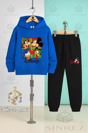 Çocuk Unısex DISNEY KARAKTERLER KARE 3'Lü Kapşonlu Eşofman Takımı