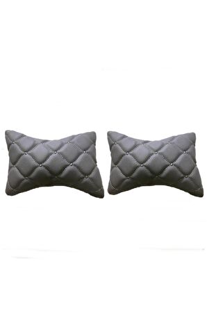  Renault Symbol 2 (2009-2012)  Uyumlu 2'Li 3d Oto Boyun Yastığı Gri Deri Gri Nakış    