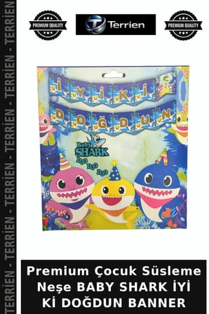Premium Çocuk Süsleme Neşe BABY SHARK İYİ Kİ DOĞDUN BANNER
