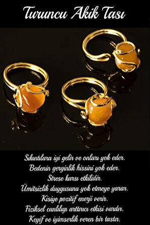 Sertifikalı Rokoko Model Turuncu Akik Taşı Yüzük - Ayarlamalı