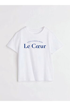 Le Coeur Baskılı Bisiklet Yaka Basic Trend Kadın T-shirt