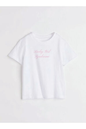 Lucky Girl Syndrome Baskılı Bisiklet Yaka Basic Trend Kadın T-shirt