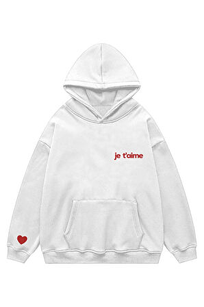 Unisex je  t'aime Sweatshirt Kapşonlu Hoodie