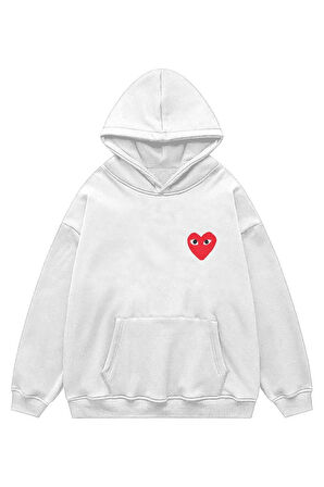 Unisex Red Hearth Sweatshirt Kapşonlu Hoodie