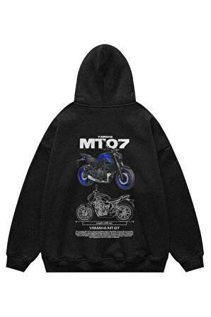 Unisex Yamaha MT 07 Sweatshirt Kapşonlu Hoodie