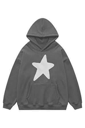 Unisex Star Sweatshirt Kapşonlu Hoodie