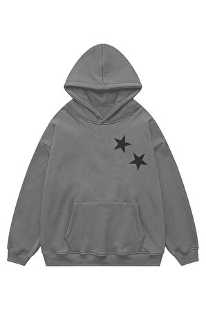 Unisex Black Star Sweatshirt Kapşonlu Hoodie