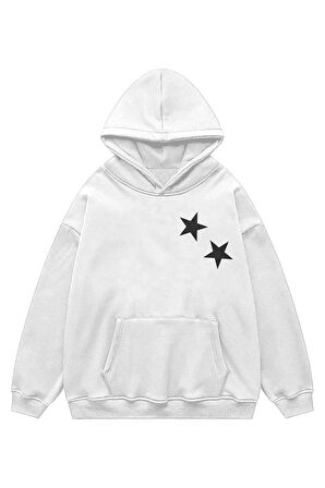 Unisex Black Star Sweatshirt Kapşonlu Hoodie