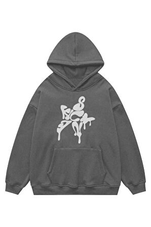 Unisex Graffiti Star Kapşonlu Sweatshirt Hoodie