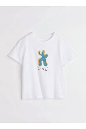 Dance Baskılı Bisiklet Yaka Basic Trend Kadın T-shirt