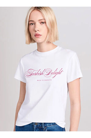 Turkish Delight Baskılı Bisiklet Yaka Basic Trend Kadın T-shirt