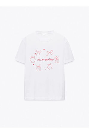 Not My Problem Baskılı Bisiklet Yaka Basic Trend Kadın T-shirt