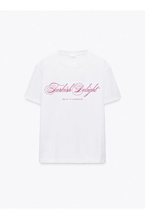 Turkish Delight Baskılı Bisiklet Yaka Basic Trend Kadın T-shirt