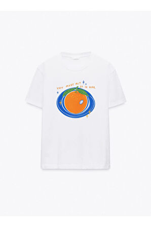 YOU MUST ACT Baskılı Bisiklet Yaka Basic Trend Kadın T-shirt