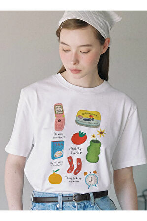 The most essential Baskılı Bisiklet Yaka Basic Trend Kadın T-shirt