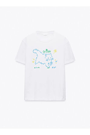 Go wild Baskılı Bisiklet Yaka Basic Trend Kadın T-shirt