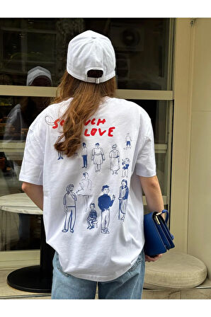 So Much Love Baskılı Bisiklet Yaka Basic Trend Kadın T-shirt