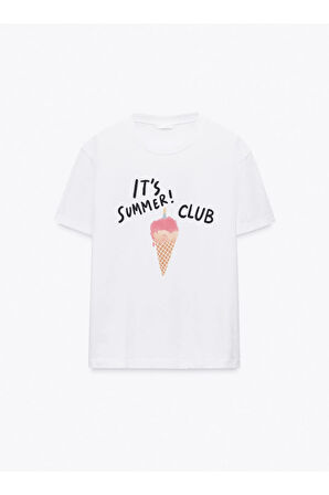 it's summer Baskılı Bisiklet Yaka Basic Trend Kadın T-shirt