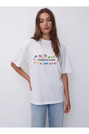 i fu*king love animals Bisiklet Yaka Basic Trend Kadın T-shirt