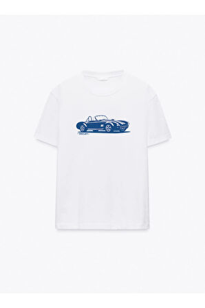 Shelby Baskılı Bisiklet Yaka Basic Trend Kadın T-shirt