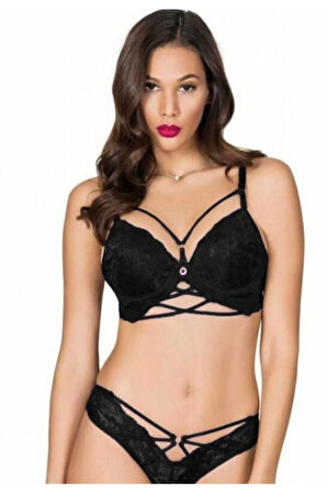 Kadın Vizon Pembe Taşlı Toparlayici Sütyen Takım 5025