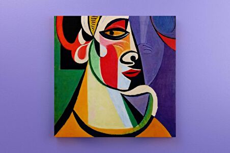 Picasso Soyut Kadın Yüzü Dekoratif Kare Kanvas Tablo