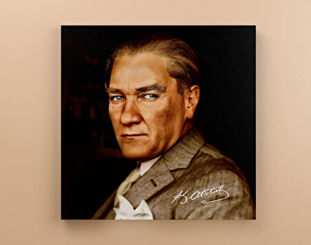Gazi Mustafa Kemal ATATÜRK Portre Dekoratif Kare Kanvas Tablo