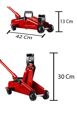 2 Ton Arabalı Tekerlekli Hidrolik Timsah Kriko Taşıma Çantalı 2 Yıl Garantili