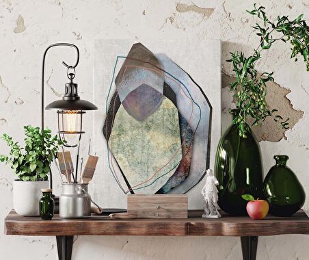 Modern Art Soyut İçiçe Kayalar Dekoratif Dikey Kanvas Tablo