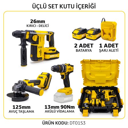 Akülü 3'lü Set DT01S3