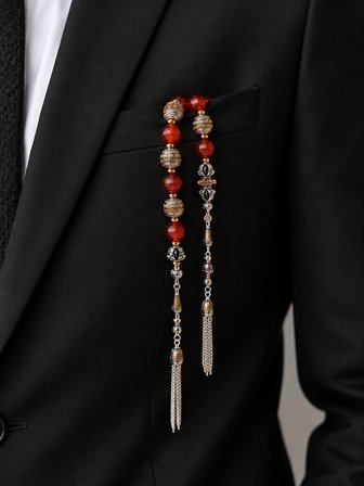 Alnis Atelier Doğal Akik Taşı Zaza Tesbih Erkek Özel Tasarım Çift Püsküllü Hediyelik Tesbih 27 cm