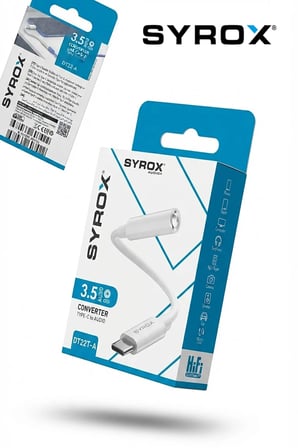 DT22T-A Type-C to 3.5mm Jack Kulaklık ve Aux Dönüştürücü Çevirici Kablo - Beyaz