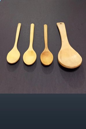 DepoTrend 4 Parça Doğal Bambu Mutfak Servis ve Pişirme Seti (Tahta Kaşık)