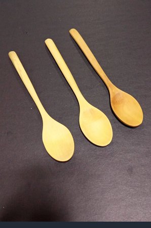 DepoTrend 3 Adet 23 cm Doğal Bambu Küçük Başlıklı Tadım Yemek Kaşığı Seti