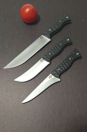 Atainox Profesyonel Kasap ve Kurban Bıçak Takımı – 3'lü Set (Kelle + Yüzme + Sıyırma)