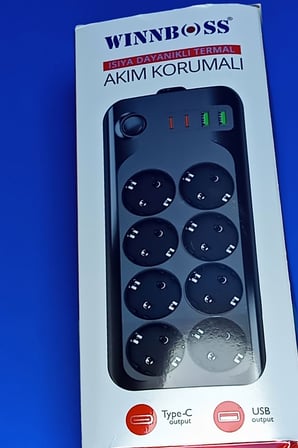 Winnboss 3422 8'li Priz ve 4 USB Akım Korumalı Grup Priz
