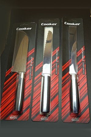 Cooker 3'lü Çok Amaçlı Ev Tipi Mutfak Bıçağı Seti