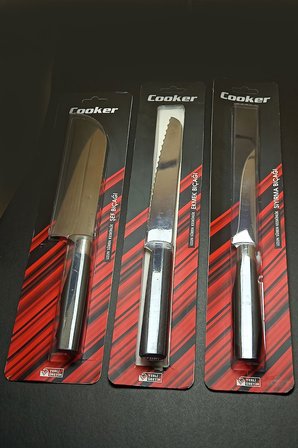 Cooker 3'lü Çok Amaçlı Ev Tipi Mutfak Bıçağı Seti