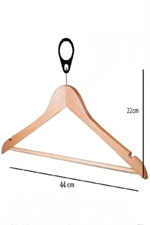 Plastik Halkalı Otel Tipi Ahşap Askı 12 Adet