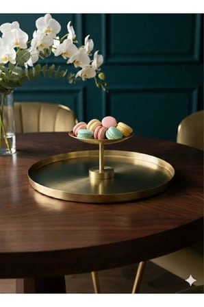 Premium Pirinç Dekoratif Sunumluk - Minimalist El İşçiliği Lokumluk çerezlik