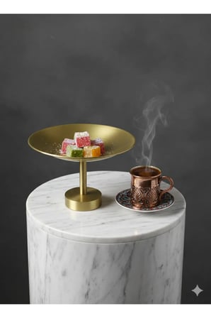 Premium Pirinç Dekoratif Sunumluk - Minimalist El İşçiliği Lokumluk çerezlik