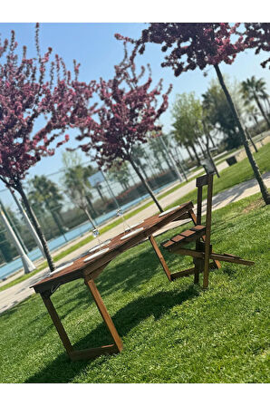 Kamp - Piknik - Balkon - Bahçe - Yemek Masası - Ceviz Renk - 