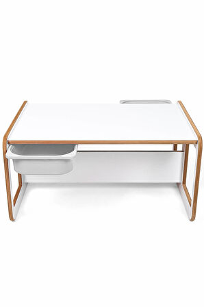Industrial Living 2 Kişilik Çocuk Masası – Beyaz MDF - Beyaz Çekmeceli
