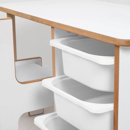 Industrial Living 3 Çekmeceli Çocuk Etkinlik Masası - Beyaz MDF - Beyaz Çekmeceli