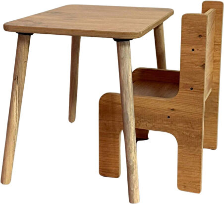 Industrial Living Çocuk Oyun, Aktivite ve Etkinlik Masası - 49x49cm -18mm 1.Sınıf Ceviz MDF