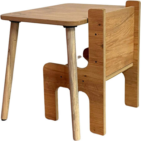 Industrial Living Çocuk Oyun, Aktivite ve Etkinlik Masası - 49x49cm -18mm 1.Sınıf Ceviz MDF
