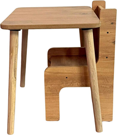 Industrial Living Çocuk Oyun, Aktivite ve Etkinlik Masası - 49x49cm -18mm 1.Sınıf Ceviz MDF