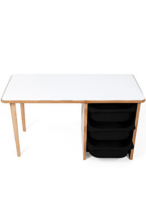 Industrial Living 3 Çekmeceli Çocuk Etkinlik Masası - Beyaz MDF 