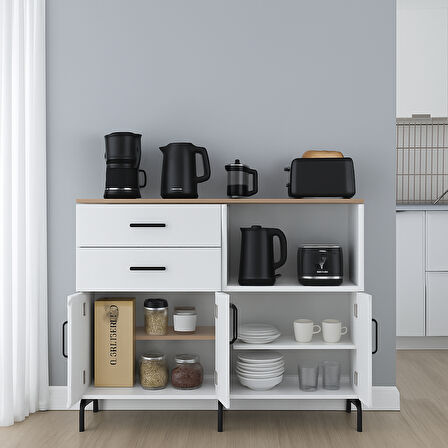 4 Kapaklı 2 Çekmeceli MDF Dolap, Şık, Fonksiyonel ve Uzun Ömürlü Depolama Ünitesi